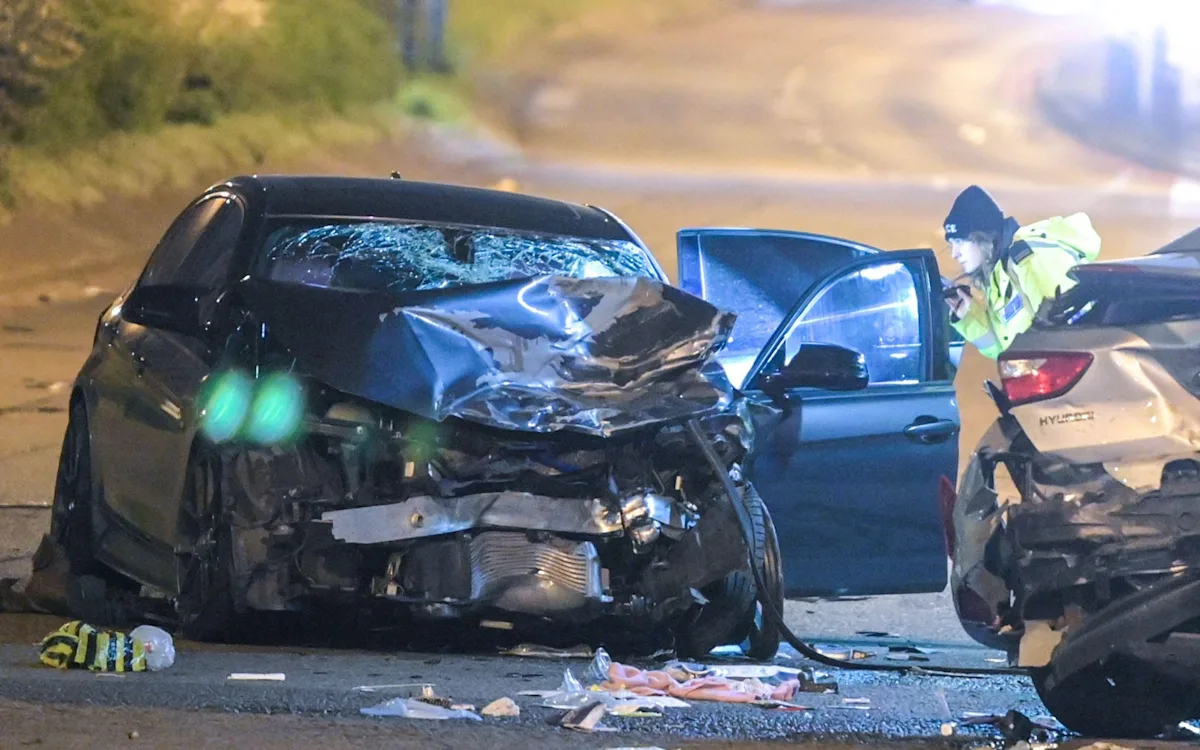 A floral tribute near the scene of the car crash that killed a 9-year-old girl, with a caption that reads 'never forget' and a primary keyword of drug-driving