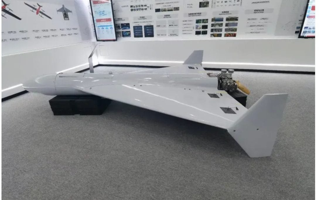 Iranian drone in flight, with a covert network of suppliers and developers working behind the scenes to rebuild the country's drone army, using advanced UAVs and technologies