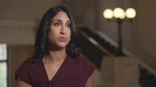 UK Conservative politician Kemi Badenoch speaking in Parliament, with a focus on her comments about Trump's behaviour, highlighting the controversy and debate surrounding the issue