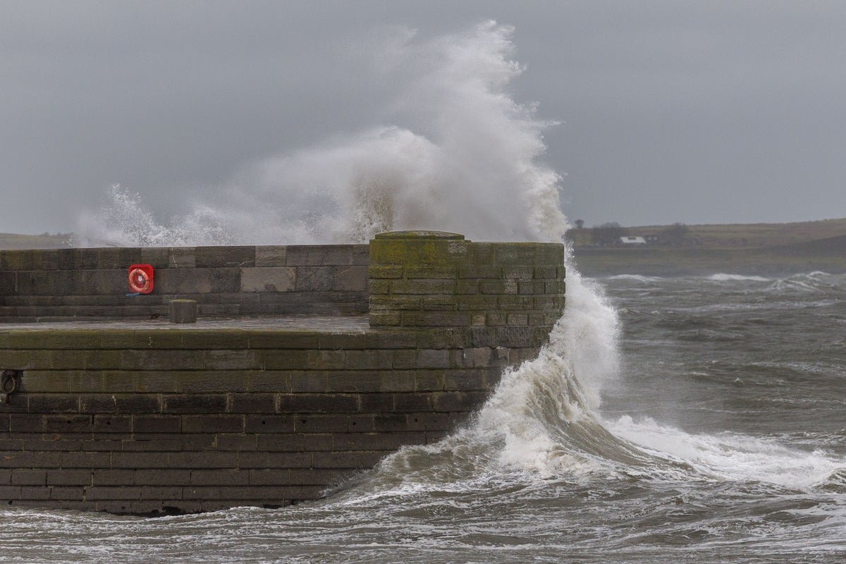 Storm Dave brings severe weather to the UK, with powerful winds and heavy rain causing travel disruption and damage to buildings and infrastructure. The storm's impact is evident in the colour of the sky, with deep grey clouds and strong winds making it difficult to navigate the streets. As the storm continues to move across the region, residents are advised to remain indoors and avoid all non-essential travel, and to follow the latest updates and forecasts to stay informed