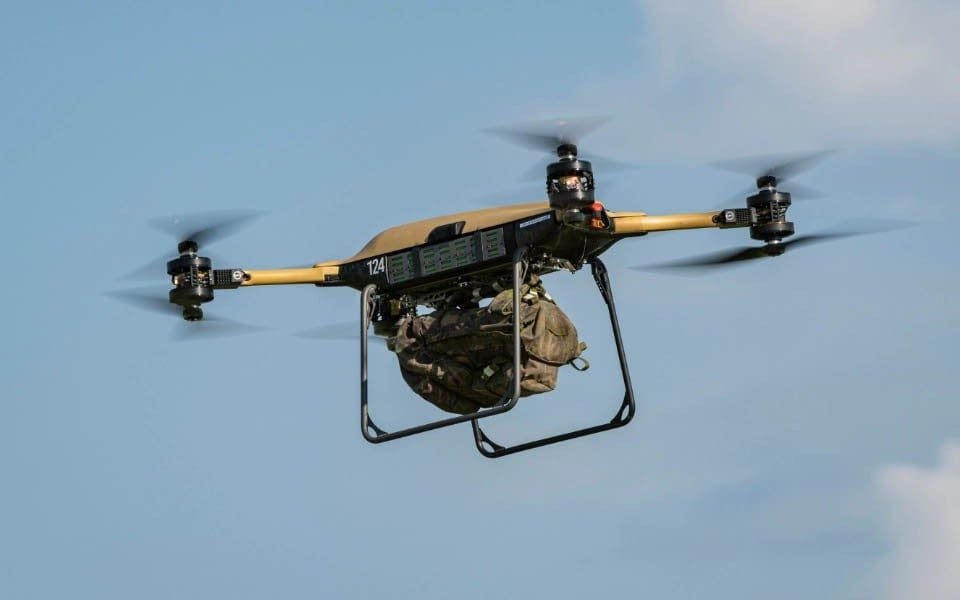 A British drone is seen in action, destroying a Russian-controlled bridge in a bold and strategic move, highlighting the UK's advanced military technology and capabilities in modern warfare