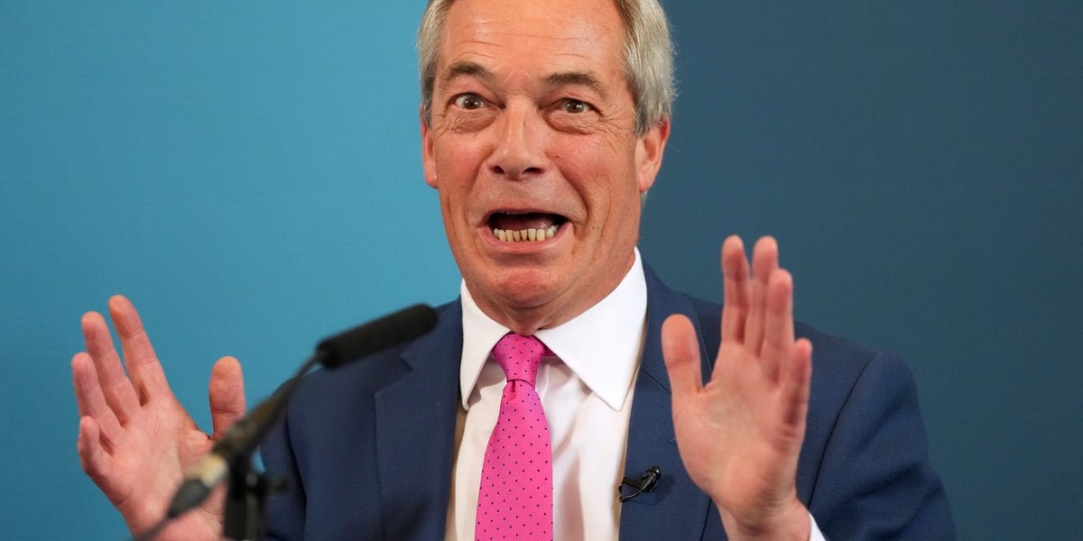 Nigel Farage speaking at a podium, with a crowd of people in the background, highlighting the importance of a well-thought-out immigration policy in the UK, with a focus on Brexit and its impact on immigration