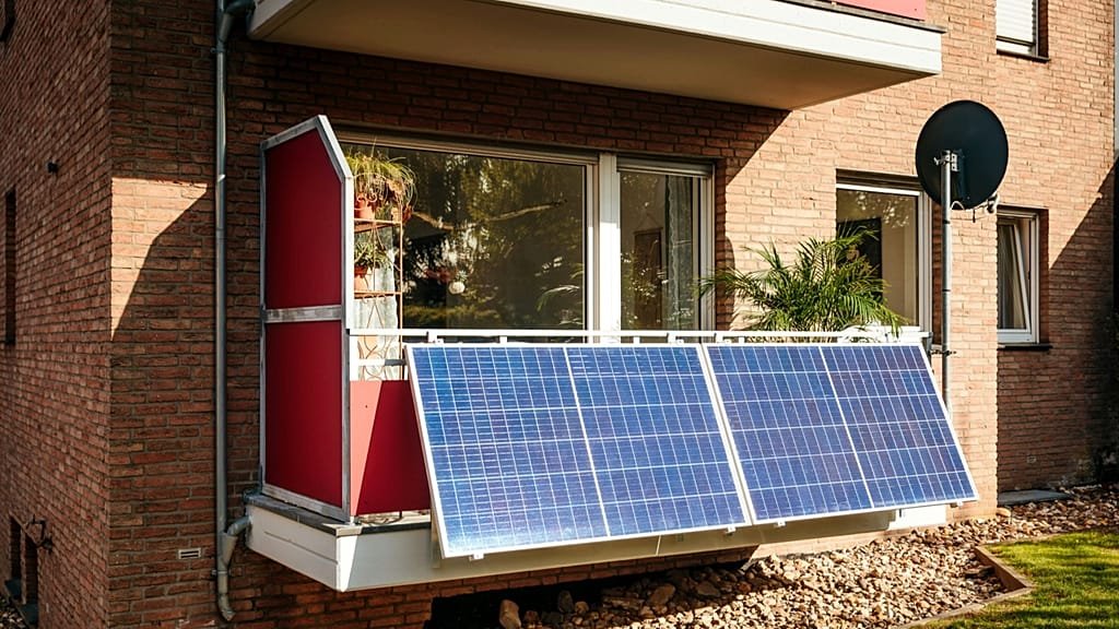 A solar panel installation in Germany, with a bright blue sky and fluffy white clouds in the background, showcasing the country's commitment to renewable energy and sustainability