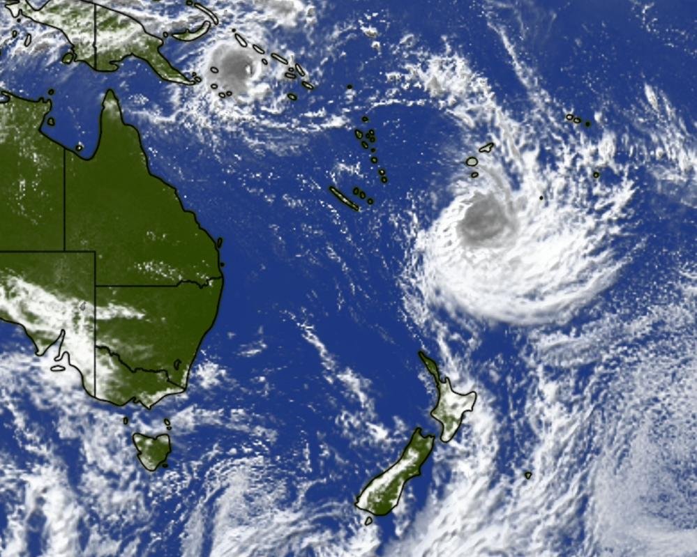 A satellite image of Tropical Cyclone Vaianu approaching New Zealand's coastline, with strong winds and heavy rainfall expected to cause significant damage and disruption. The cyclone's impact on the environment and wildlife is also a concern, with conservation efforts being put in place to protect vulnerable species and habitats. The cyclone is expected to bring life-threatening winds to the region, and residents are advised to stay informed and take necessary precautions to ensure their safety.