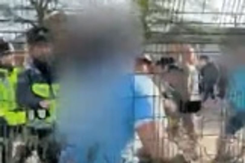 Chaotic scenes outside Etihad Stadium after Manchester City vs Arsenal match, with police responding to the situation and fans reacting to the drama