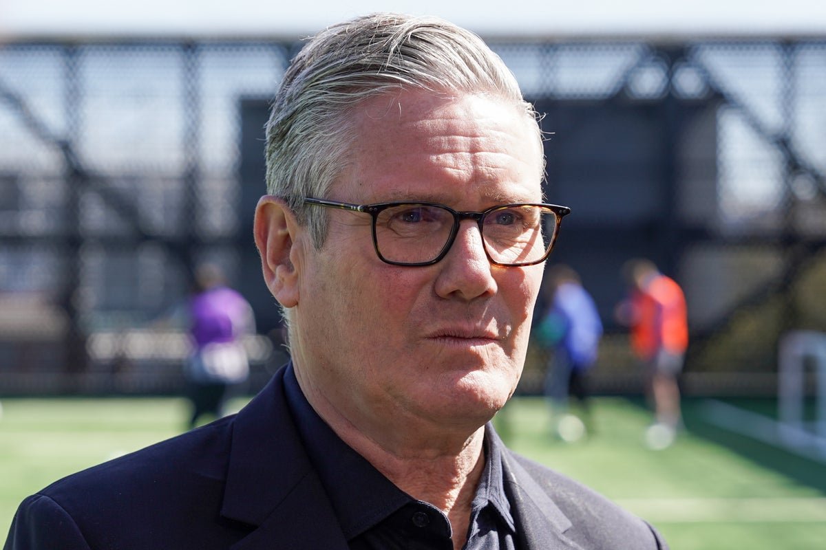Labour Party leader Keir Starmer speaking at a podium, with a concerned expression on his face, as voters look on with scepticism, highlighting the party's electoral woes and Starmer's unpopularity