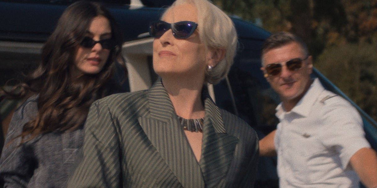 Meryl Streep as Miranda Priestly in The Devil Wears Prada, a demanding and ruthless editor-in-chief of Runway magazine, with a mix of bold and pastel colour palette, showcasing her exceptional talent and dedication to the fashion industry