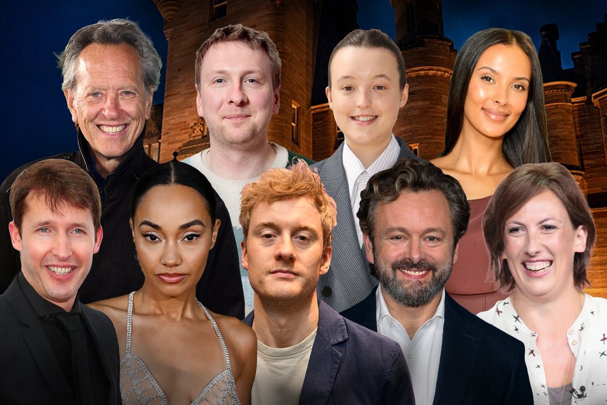 A group of celebrities standing together, looking excited and nervous as they prepare to compete in Celebrity Traitors 2026, a reality TV show that promises to bring drama, tension, and entertainment to audiences nationwide, with a colourful and dynamic cast of characters