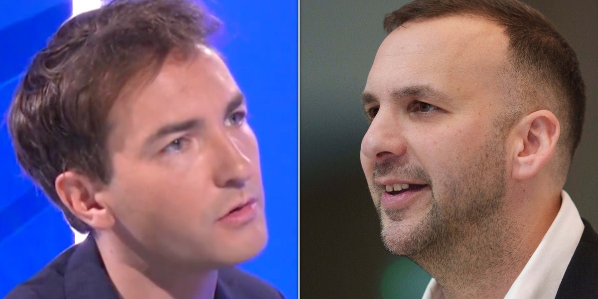 Lewis Goodall speaking in a news studio, with a serious expression, discussing the Labour party's criticism of Roman Polanski, a controversial film director, with a descriptive background image of a news studio, highlighting the primary keyword Labour party criticism