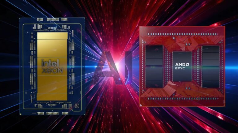 AMD's EPYC CPU has been a game-changer for the company, boosting its data center revenue to new heights and surpassing Intel for the first time, with a natural and colourful image of a data center in the UK