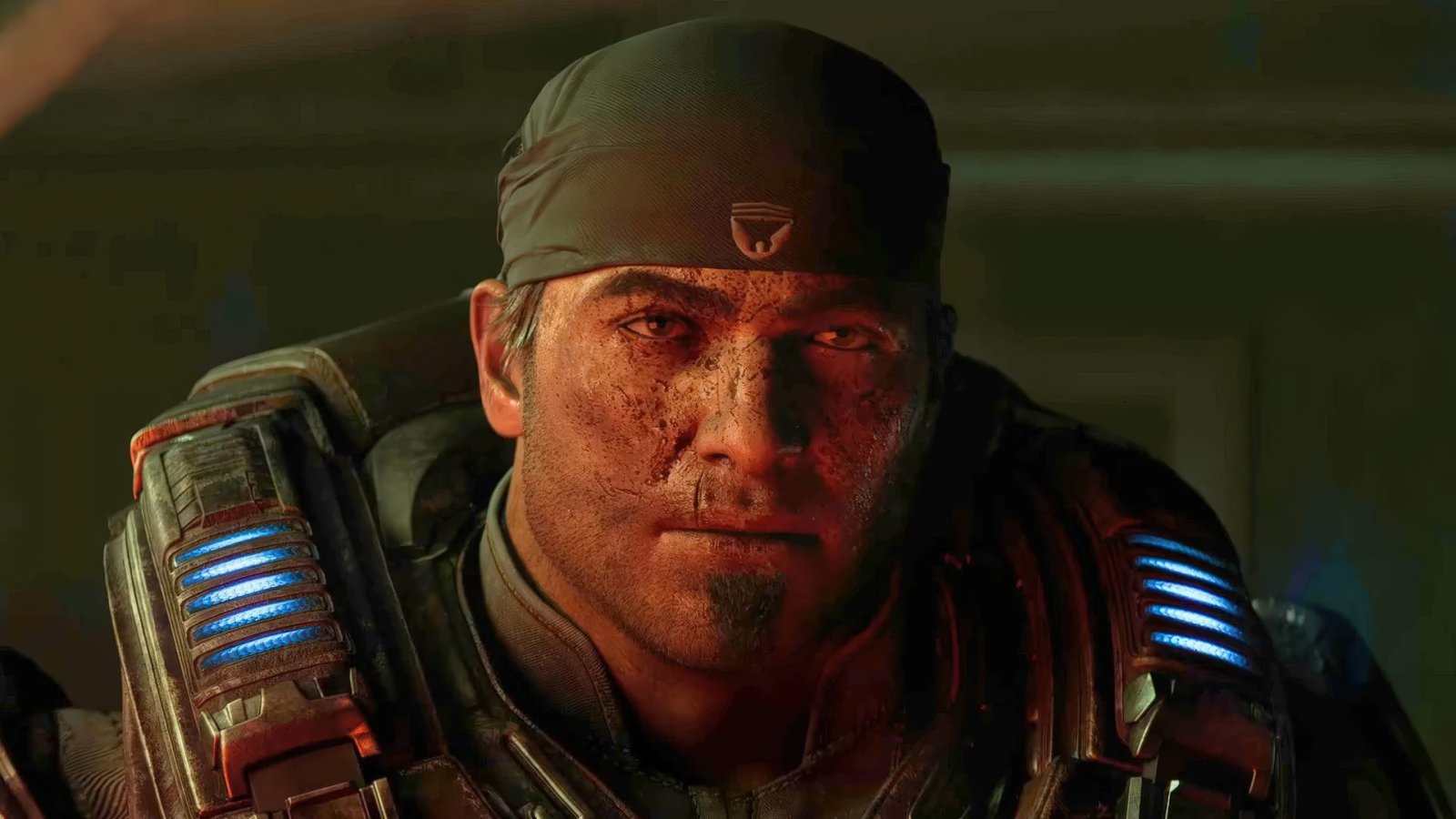 Gears of War: E-Day gameplay screenshot, featuring a soldier in combat, with a blurred background, set in a war-torn city, with a focus on the game's intense action and engaging storyline, in the UK