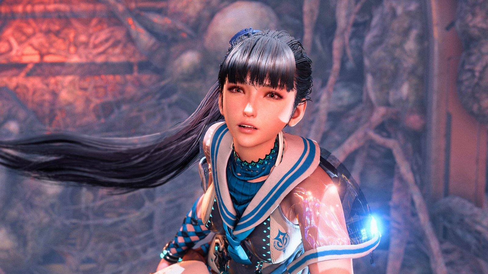Stellar Blade 2 featured image with a sword and a UK cityscape in the background, showcasing the game's action-packed gameplay and stunning visuals, with a primary focus on the upcoming sequel