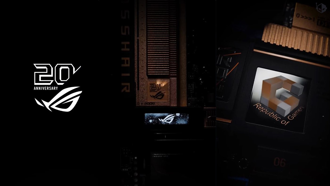 ASUS 20th anniversary edition motherboard with iconic copper heatsink, a nostalgic feature for UK gamers and enthusiasts, bringing back memories of the 2006 ROG Crosshair motherboard