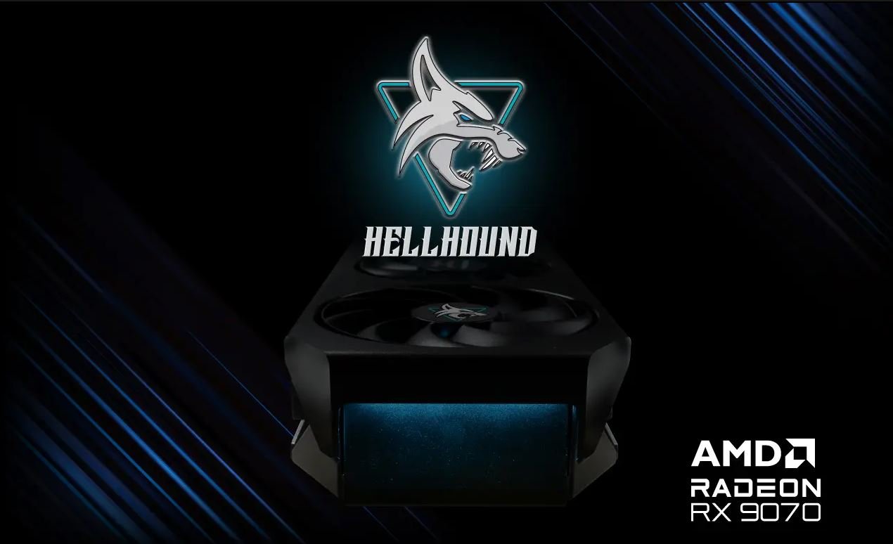 The PowerColor Hellhound RX 9070 graphics card, a powerful and affordable option for UK gamers and graphics enthusiasts, with a natural colour scheme and sleek design