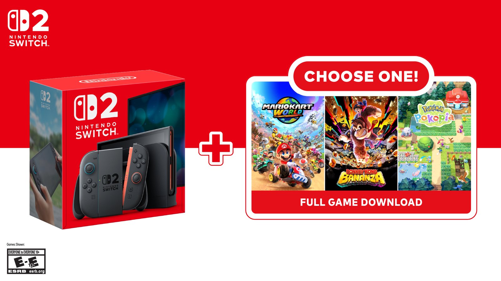The Nintendo Switch 2 console and three first-party games, including The Legend of Zelda and Mario Kart, on a table with a UK flag in the background, showcasing the console's colour and design