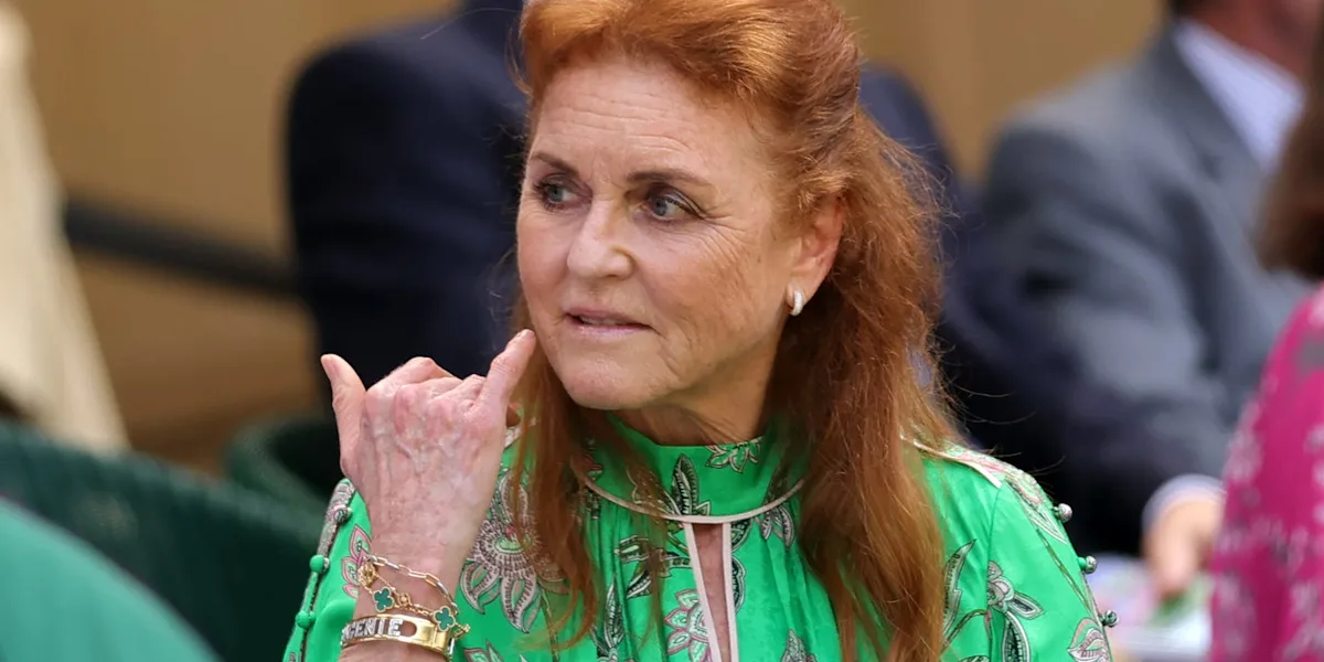 A photo of Sarah Ferguson, the Duchess of York, with a subtle background image of the royal family, highlighting the primary keyword 'royal family' in a natural and descriptive way, with a focus on her mysterious disappearance