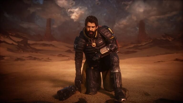 Saros gameplay screenshot, showcasing the game's stunning visuals and intense action sequences, with a focus on the UK gaming market and the PS5 exclusive title