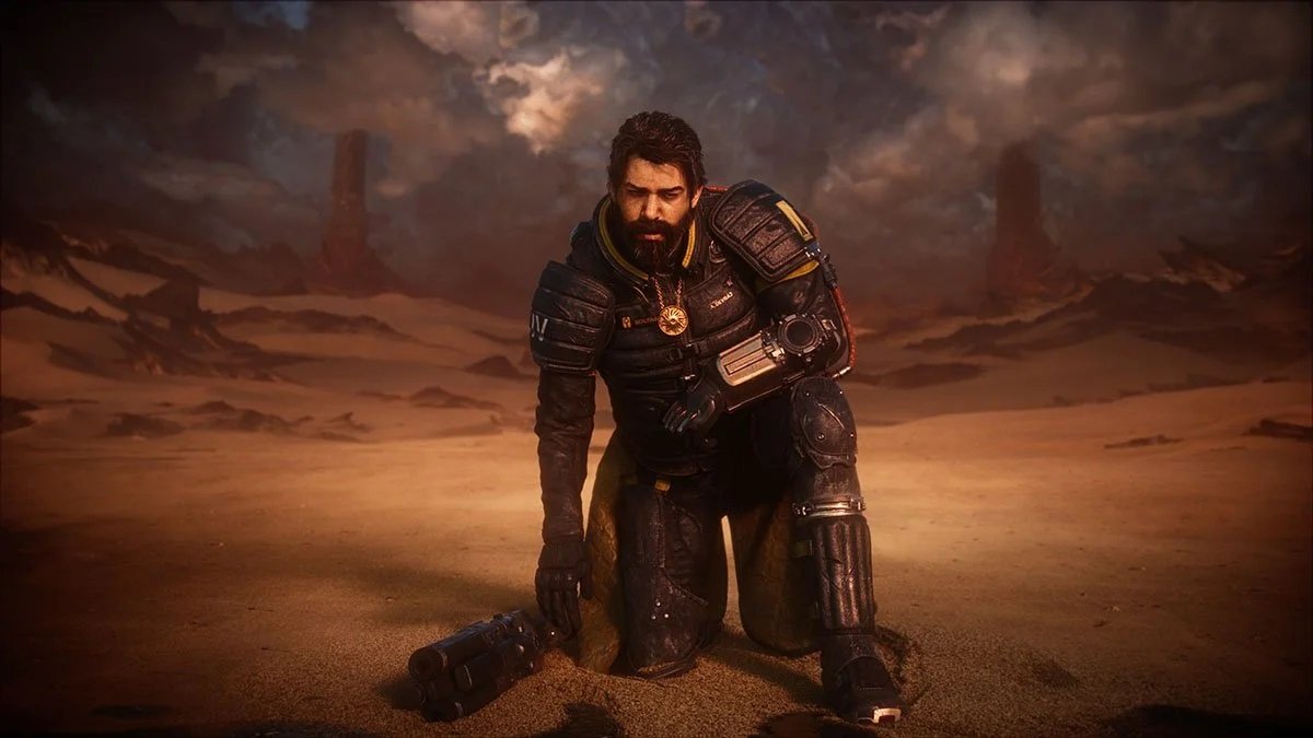 Saros gameplay screenshot, showcasing the game's stunning visuals and intense action sequences, with a focus on the UK gaming market and the PS5 exclusive title