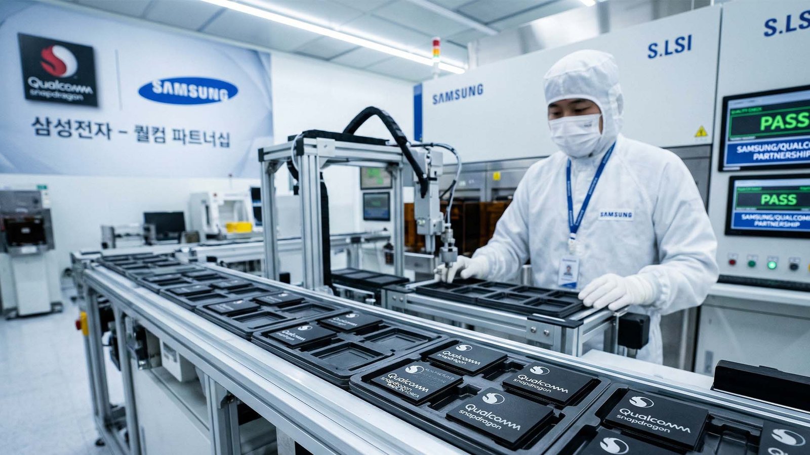 Samsung workers on strike in the UK, holding signs and protesting against poor working conditions and low wages, as the company faces a dilemma in its labour practices