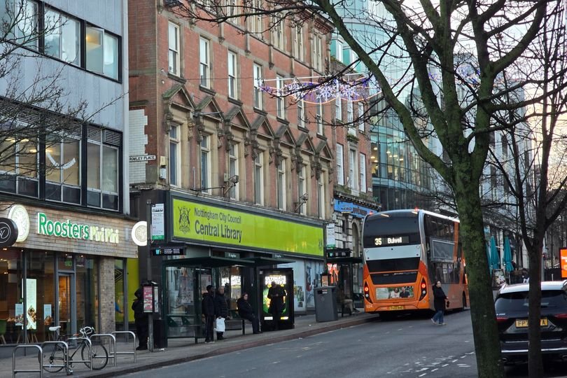 The old Nottingham library building, a stunning example of early 20th-century architecture, with its grand facade and intricate details, set to be transformed into a vibrant hub of activity, featuring a mix of old and new, with a blend of cultural and educational events, showcasing the city's rich heritage and history, with a focus on community and inclusivity