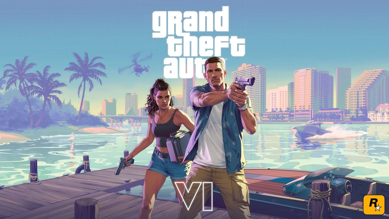 GTA 6 logo with a UK cityscape background, featuring a car and a character from the game. The image is colourful and eye-catching, with a mix of modern and classic elements. The GTA 6 logo is prominent and bold, with the UK cityscape providing a unique and interesting backdrop. The image is sure to appeal to fans of the franchise and anyone interested in the game.
