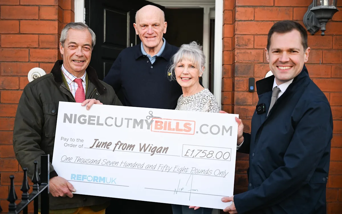 A person holding a bill with a concerned expression, surrounded by energy-related items, such as light bulbs and a thermostat, with a colour palette of blues and whites to convey a sense of trust and reliability, while also representing the primary keyword of energy bills