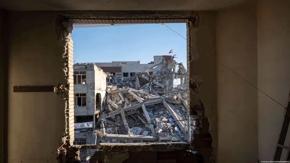 Iranian and US flags in the background, with a silhouette of a person in the foreground, symbolising the human cost of conflict and the need for peaceful resolution in the Iran-US conflict