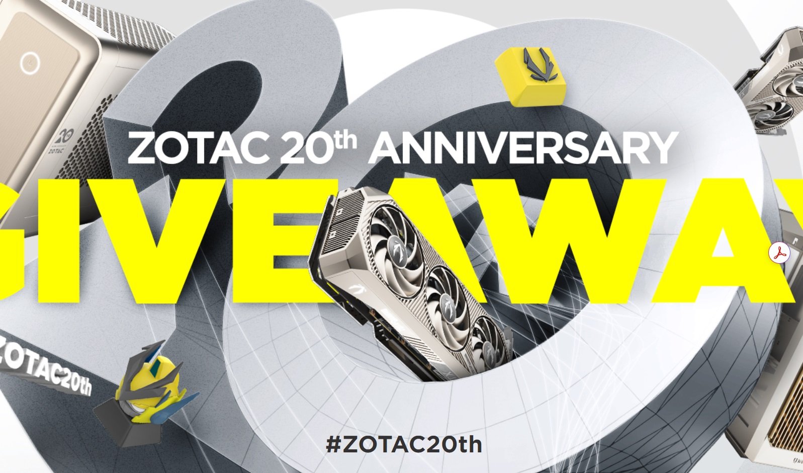 ZOTAC's 20th anniversary celebrations in the UK, featuring RTX 50 Series GPUs, mini PCs, and cases, with a focus on innovation and excellence in the technology industry