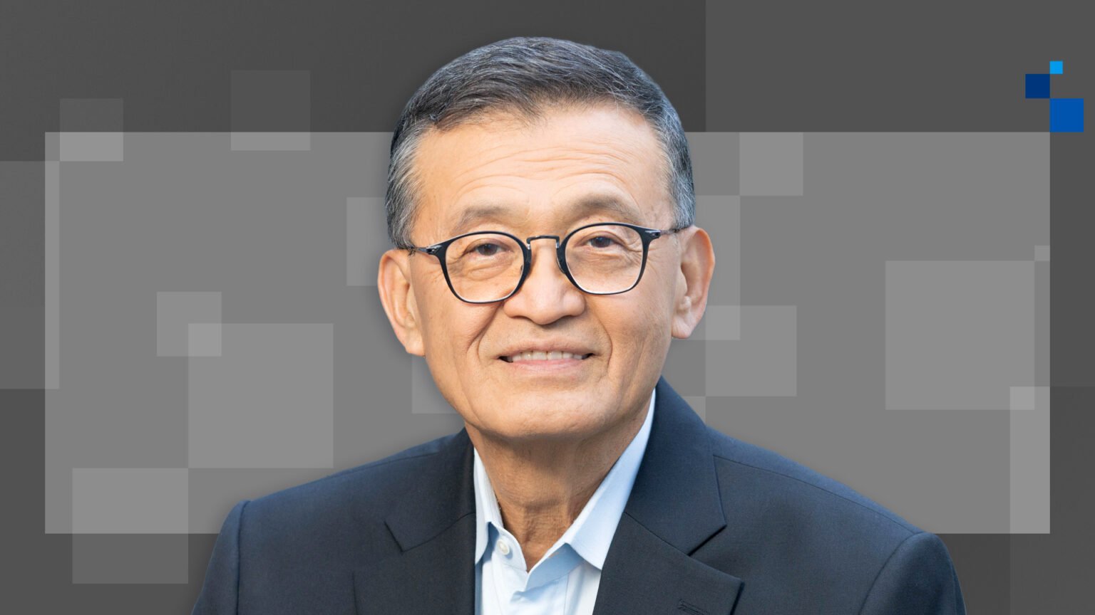 Intel CEO Lip-Bu Tan speaking at a conference, with a background of servers and data centre equipment, highlighting the importance of AI and CPUs in the UK tech scene