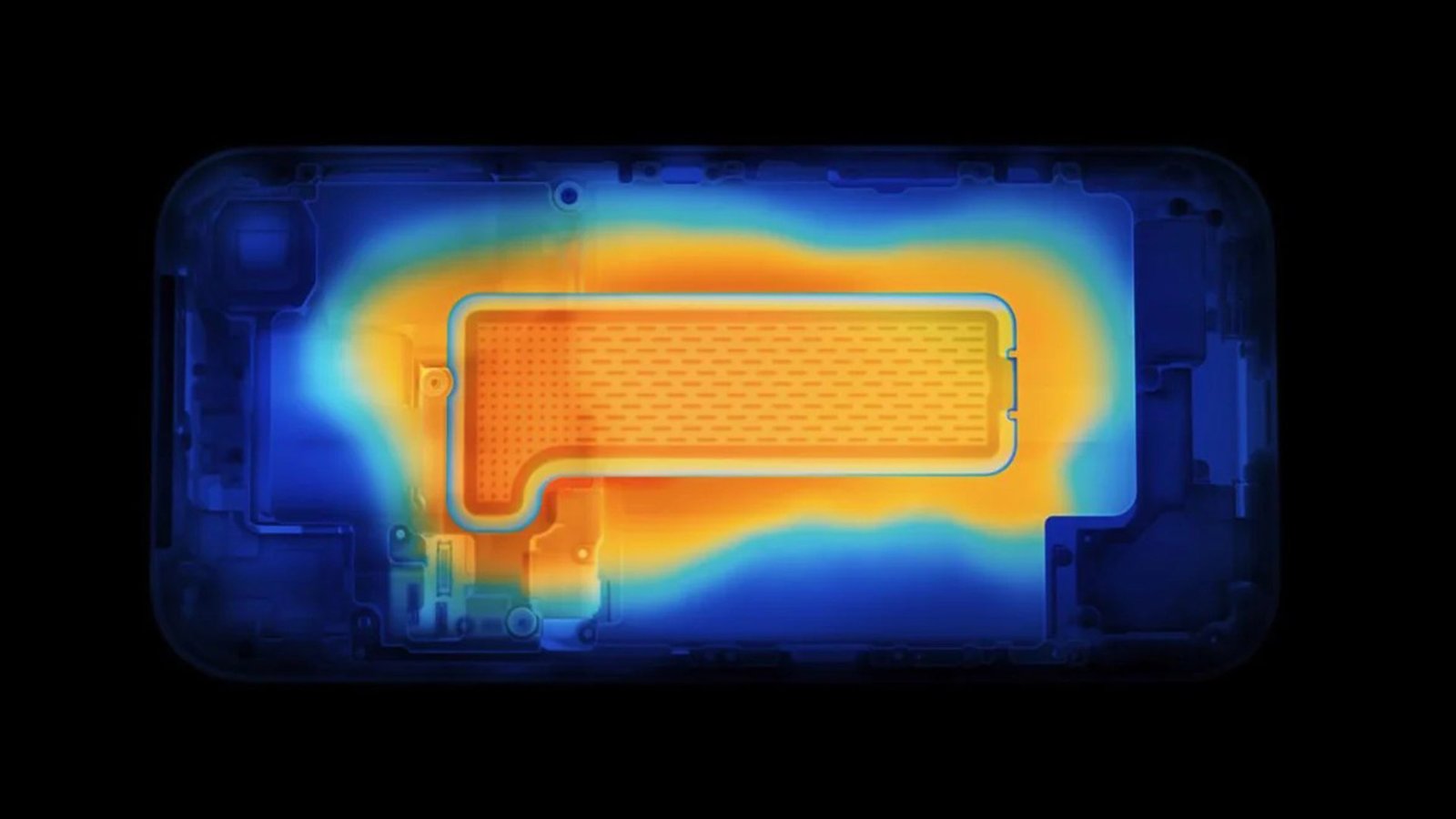 A close-up of a smartphone's cooling system, featuring a vapor chamber and heat pipes, highlighting the importance of effective thermal management in modern smartphones