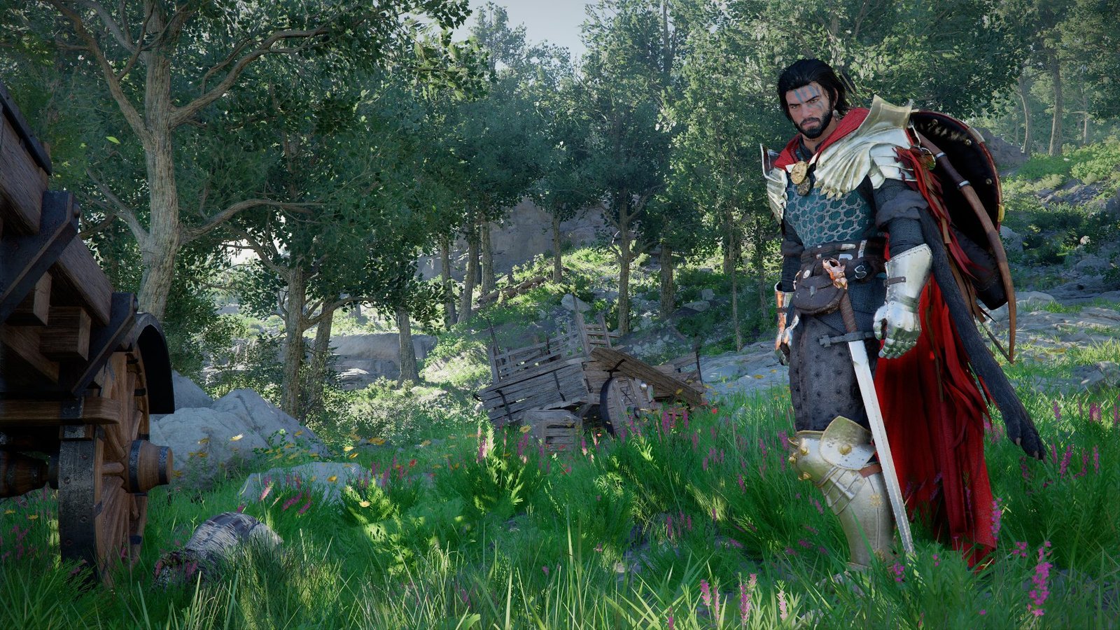 A screenshot of Crimson Desert with the Combat Clarity mod, showcasing improved visuals and reduced combat effects, highlighting the benefits of the mod for UK gamers