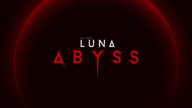 Luna Abyss gameplay screenshot featuring a player character dodging orbs in a colourful environment, with a description of the game's fast-paced action and strategic gameplay