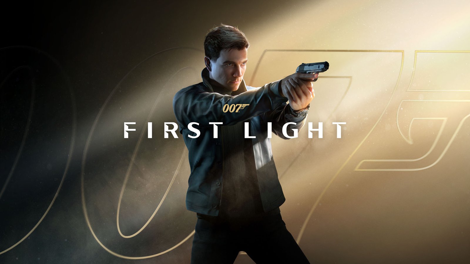 James Bond in action, with a gun and a martini, in a scene from 007 First Light, the latest game in the Bond franchise, set in the UK