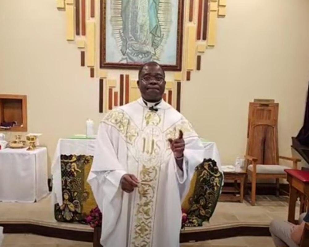 A Catholic priest in a courtroom, facing allegations of misconduct with a spiritual directee, highlighting the need for accountability and transparency within the church