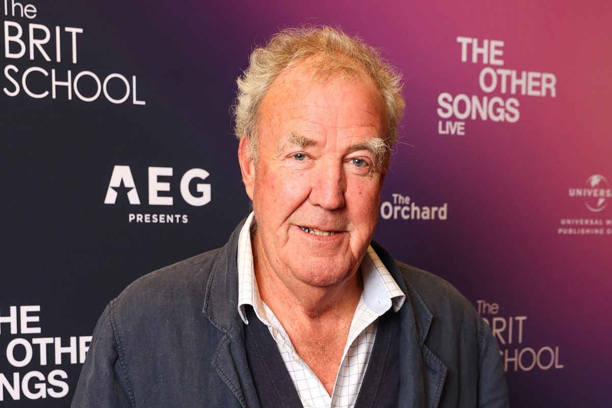 Jeremy Clarkson's new business venture website featured image, showing the television presenter standing in front of a colourful background, with a memorable logo and a mix of people in the foreground, representing the confusion and interest surrounding the venture