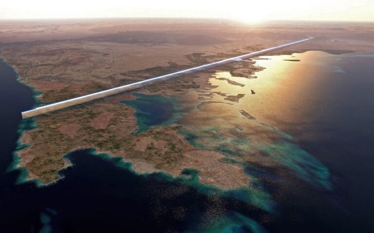 Aerial view of the Neom megacity project in Saudi Arabia, with a sprawling cityscape and modern architecture, showcasing the project's ambitious vision for a new economic hub, with a focus on sustainability and economic growth, and highlighting the government's commitment to reducing the country's reliance on oil exports