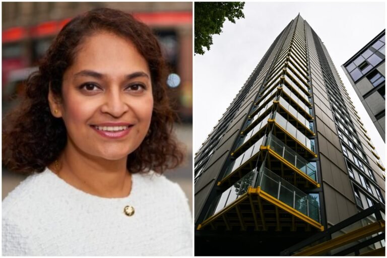 A luxury London tower block stands tall, but a recent tragedy has raised questions about the safety of its residents, with a family of three losing their lives in a fatal fall from the 36th floor, highlighting the need for improved safety measures and support for families