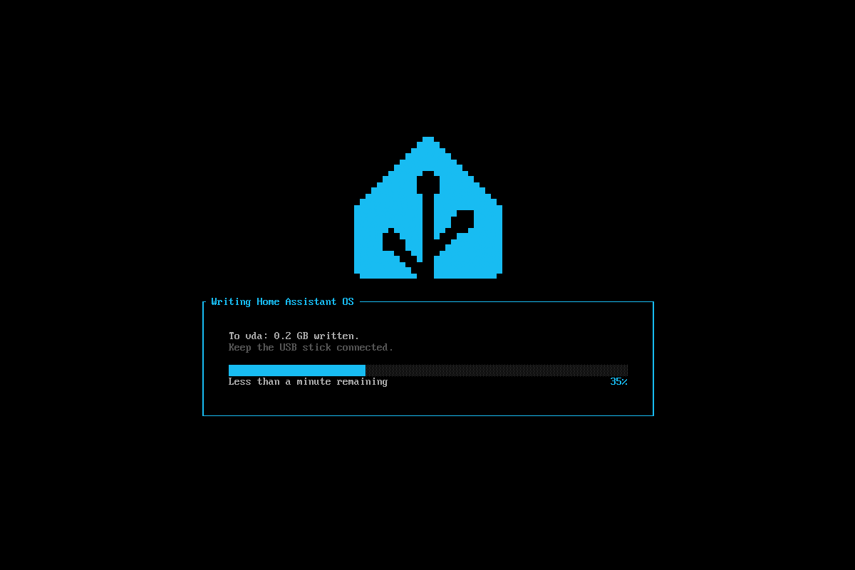 Home Assistant logo on a mini PC