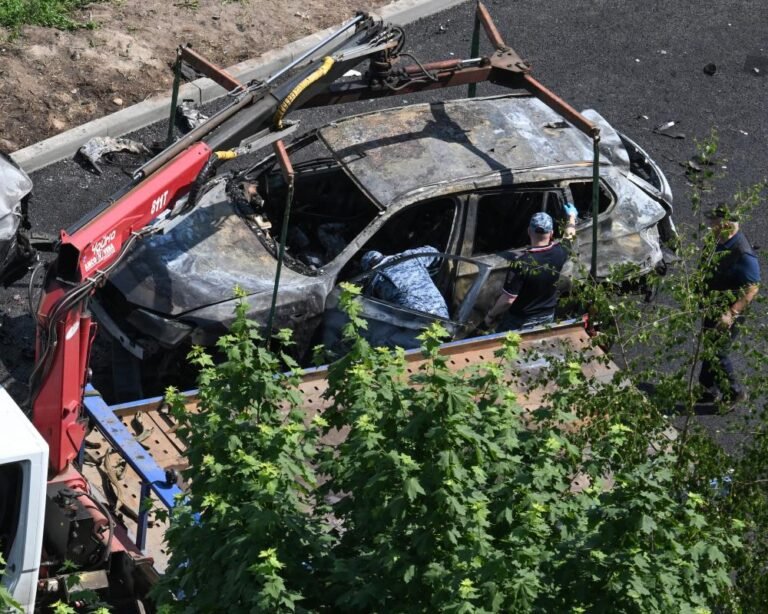 A destroyed car in Moscow after a bomb explosion killed a Russian ammunition chief, the latest incident in the ongoing Ukraine war, a conflict that has significant implications for the behaviour of nations and the colour of international relations