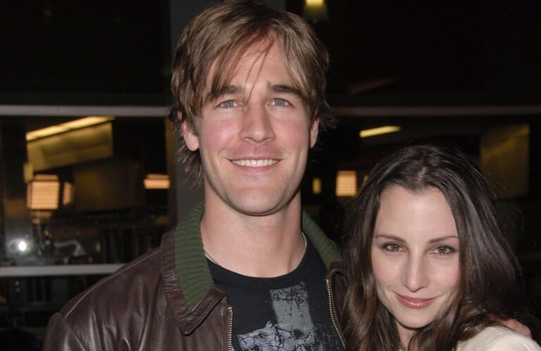 James Van Der Beek watches over his ex-wife as she remarries, displaying a remarkable example of dignity and respect in a difficult situation, with a mix of emotions and colour in the background