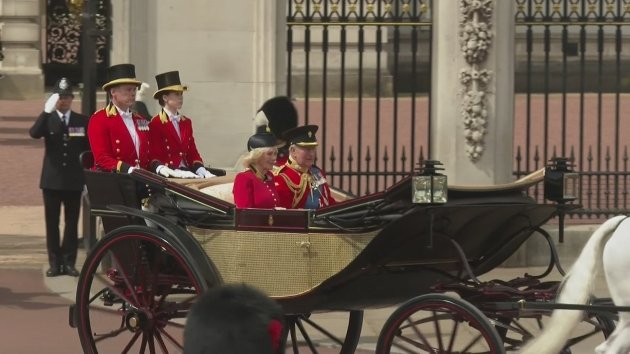 The British royal family departs Buckingham Palace for the annual Trooping the Colour ceremony, a spectacular display of pageantry and precision, with the Queen's Official Birthday being celebrated in style, featuring a stunning display of military horsemanship and vibrant colours