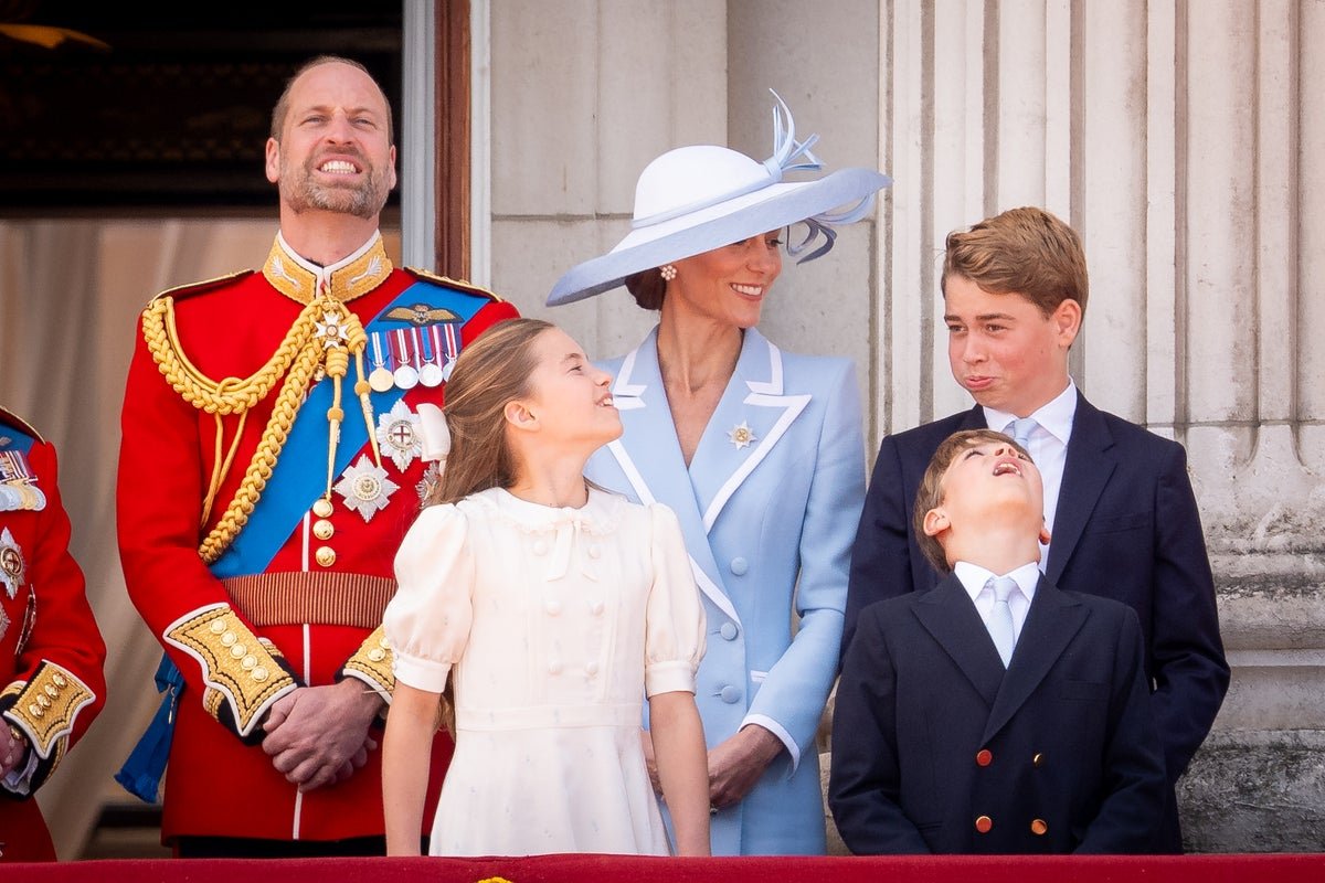 The British royal family laughing and joking together during Trooping the Colour, a rare behind-the-scenes glimpse into their joyful and playful behaviour, showcasing their vibrant colour and lively interactions