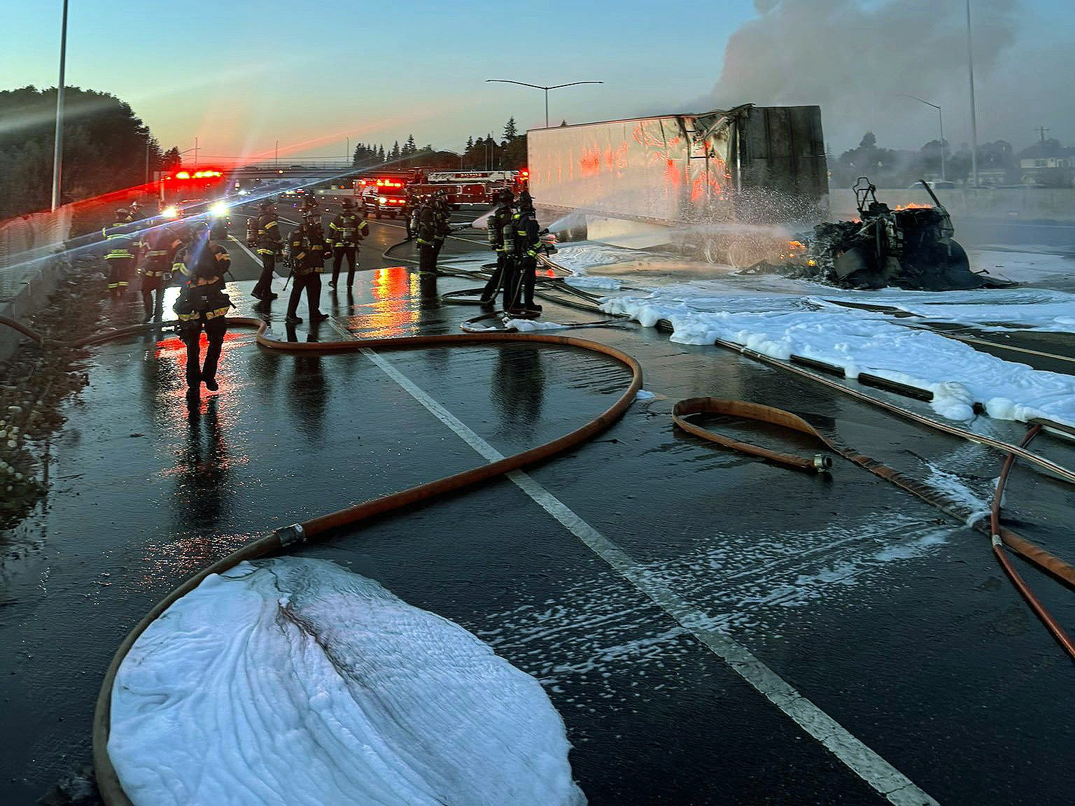 Tesla Semi truck on fire