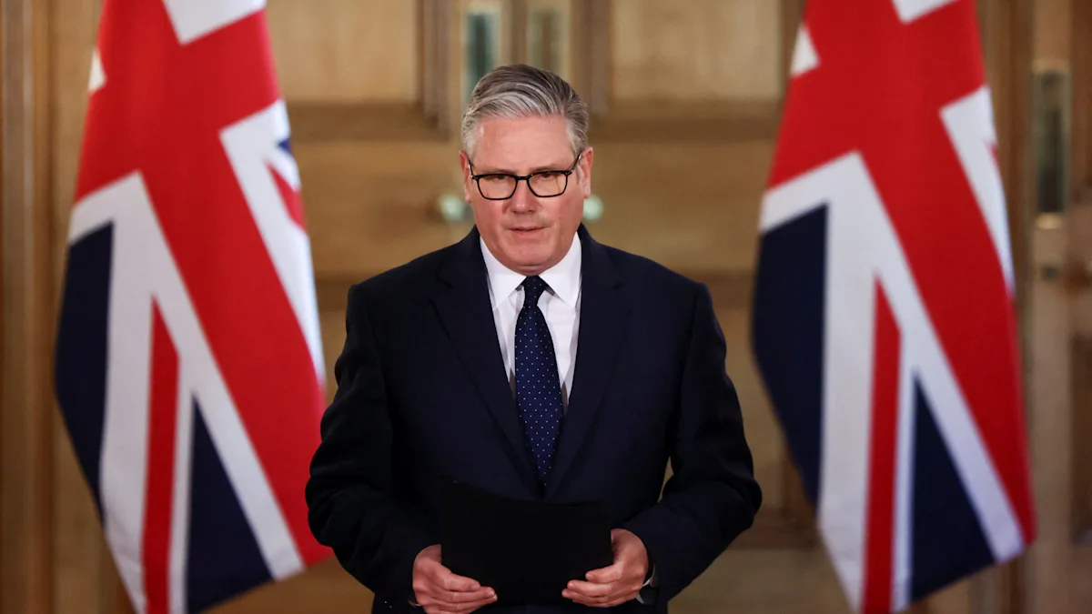Keir Starmer, the leader of the Labour Party, speaking at a podium with a determined expression, highlighting his commitment to leading the party to victory with a strong and united front, amidst speculation about his leadership and the party's future