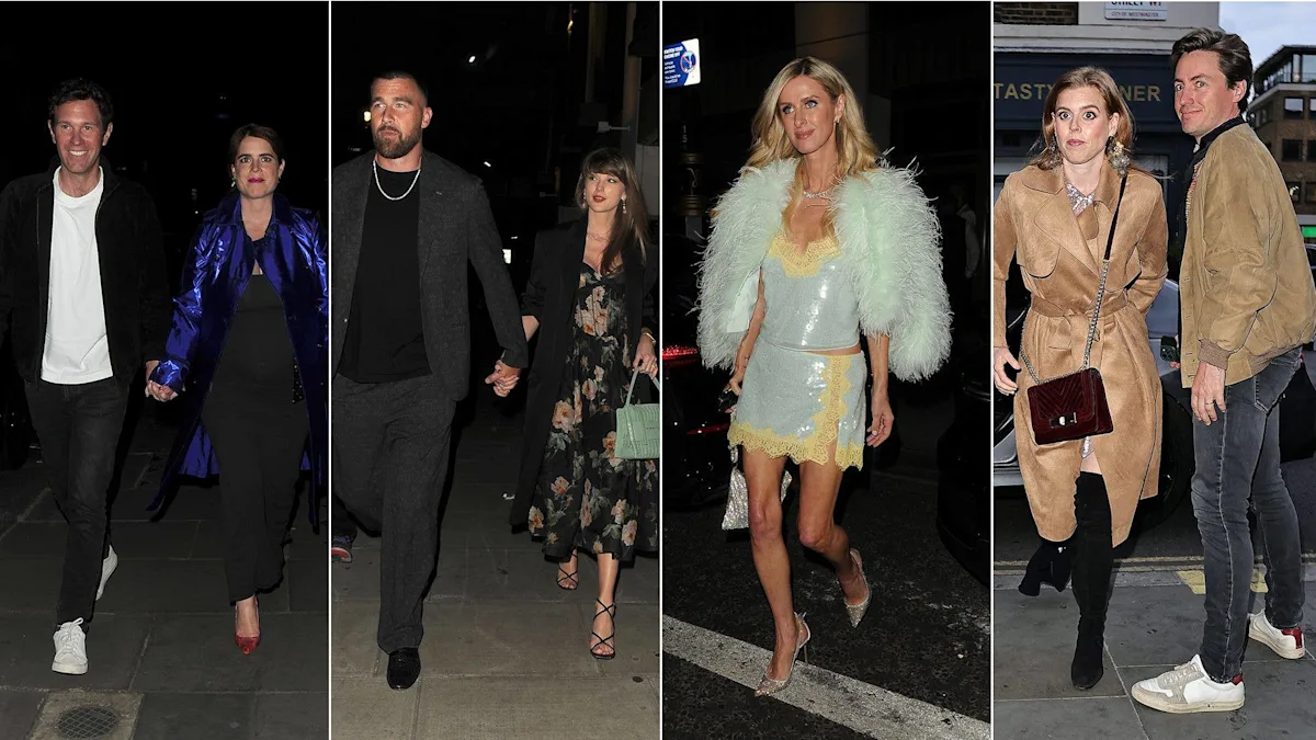 Princess Beatrice and pregnant Princess Eugenie join Taylor Swift for a rare double date, smiling and laughing together as they enjoy a night out, with the royal sisters' behaviour and colourful outfits dominating the scene