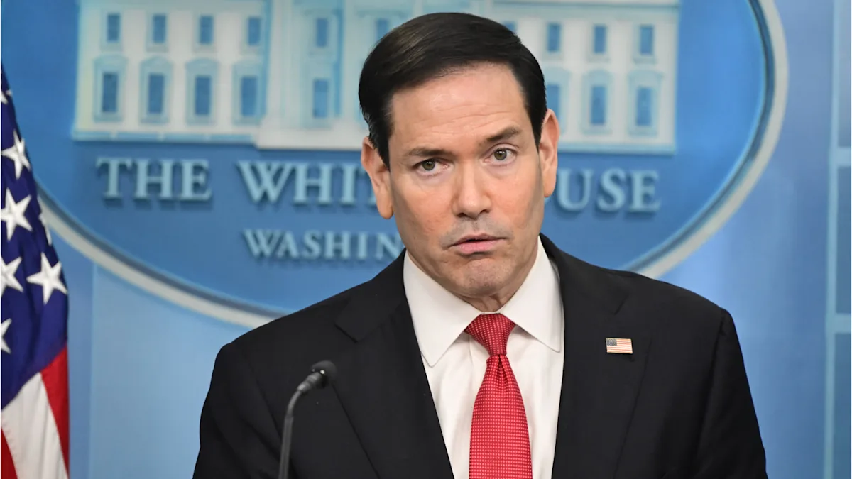 Senator Marco Rubio speaking at a NATO meeting, warning allies of the potential consequences of a war with Iran, amidst rising tensions between the US and Iran, with a focus on international relations and diplomacy