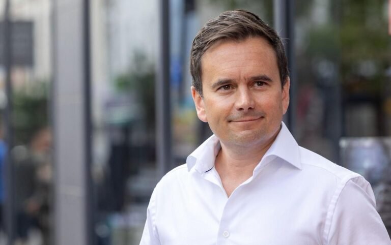 UK Government Building with Labour Party Flag