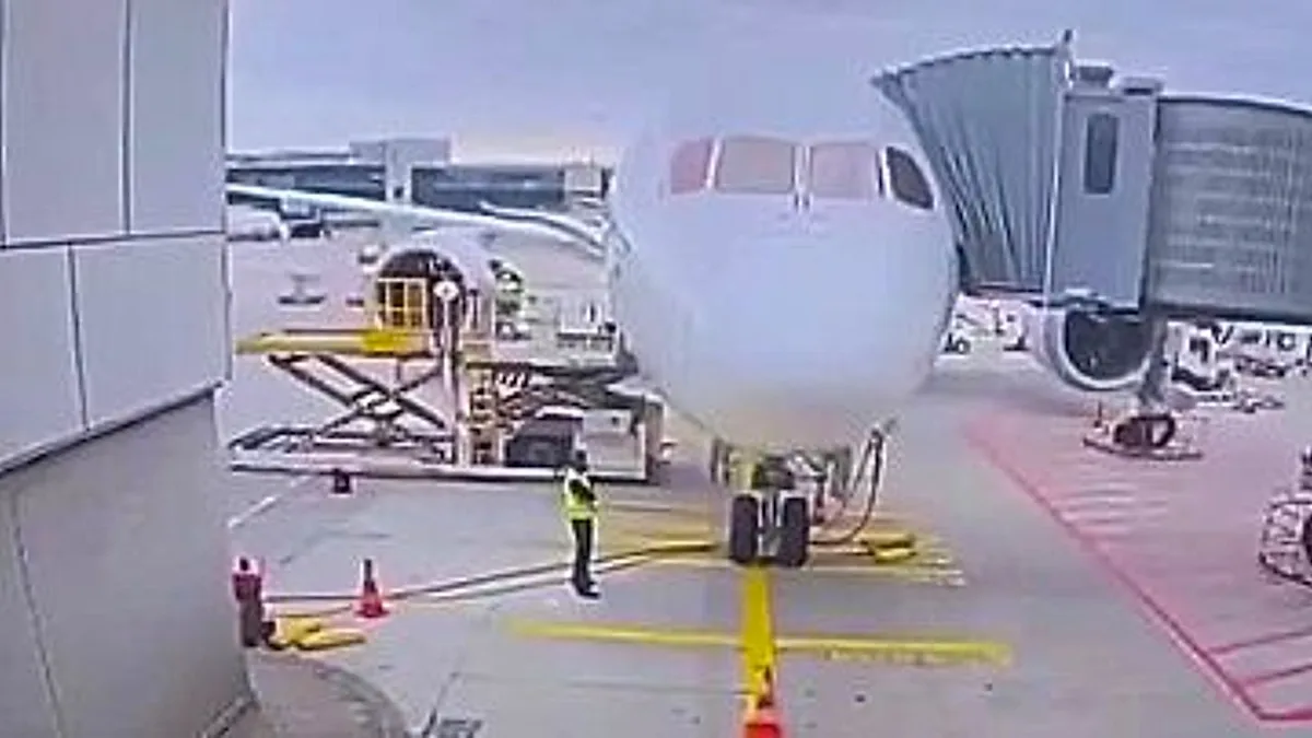 A Lufthansa Boeing 787 aircraft with its nose gear collapsed at Frankfurt Airport, highlighting the importance of regular maintenance checks to prevent such incidents and ensure aviation safety