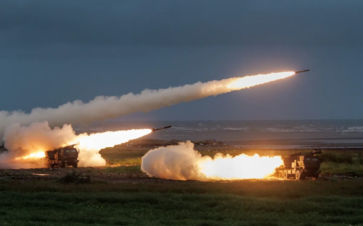 Taiwan launches Himars missiles towards China in a historic first, marking a new era in the region's geopolitical landscape with Himars missiles at the forefront