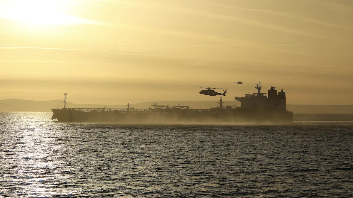 A photo of a vessel being intercepted in the Channel, with a Russian flag visible, as authorities investigate the presence of an Indian national on board, highlighting the primary keyword phrase 'Russian shadow vessel'